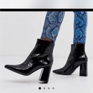 ASOS Glossy Black Heeled Boots